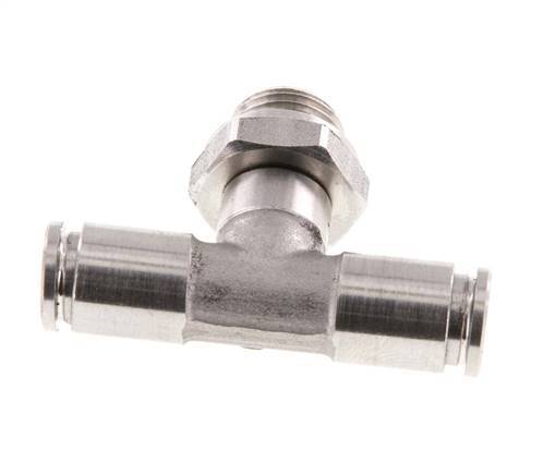 4mm x G1/8'' Inline Tee Push-in Fitting with Male Threads Stainless Steel FKM FDA Rotatable