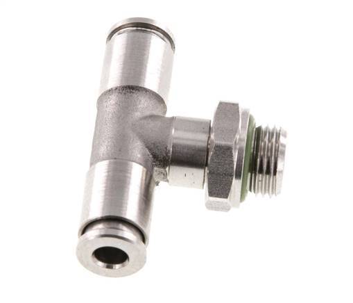 4mm x G1/8'' Inline Tee Push-in Fitting with Male Threads Stainless Steel FKM FDA Rotatable