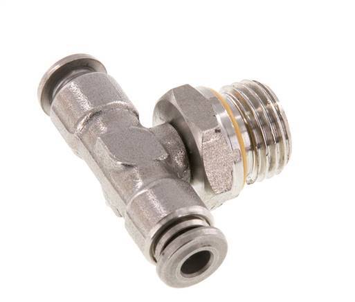 4mm x G1/4'' Inline Tee Push-in Fitting with Male Threads Stainless Steel FKM FDA Rotatable