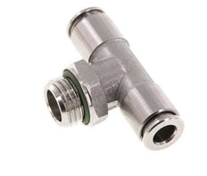 6mm x G1/4'' Inline Tee Push-in Fitting with Male Threads Stainless Steel FKM FDA Rotatable