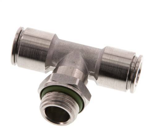 Racor en T de 8mm x G1/4'' con rosca macho Acero inoxidable FKM FDA Giratorio
