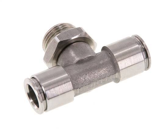 10mm x G3/8'' Inline Tee Push-in Fitting with Male Threads Stainless Steel FKM FDA Rotatable