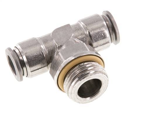 10mm x G1/2'' Inline Tee Push-in Fitting with Male Threads Stainless Steel FKM FDA Rotatable