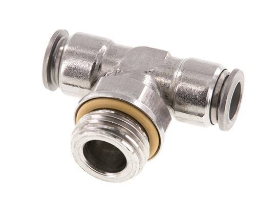 10mm x G1/2'' Inline Tee Push-in Fitting with Male Threads Stainless Steel FKM FDA Rotatable