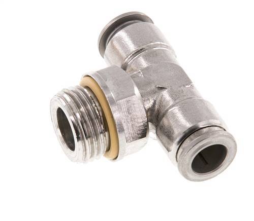 10mm x G1/2'' Inline Tee Push-in Fitting with Male Threads Stainless Steel FKM FDA Rotatable