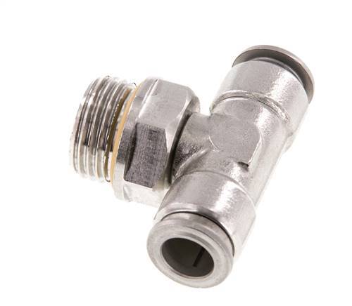 10mm x G1/2'' Inline Tee Push-in Fitting with Male Threads Stainless Steel FKM FDA Rotatable