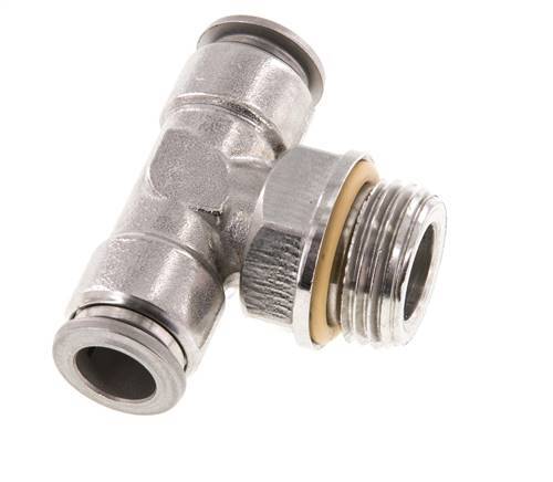 10mm x G1/2'' Inline Tee Push-in Fitting with Male Threads Stainless Steel FKM FDA Rotatable
