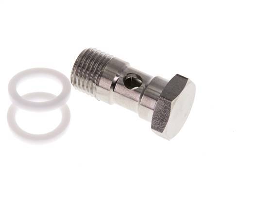 Perno Banjo de 1 vías de acero inoxidable con rosca macho G1/4'' PTFE L42mm