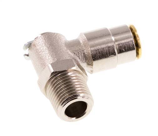 4mm x R1/8'' 90deg Elbow Push-in Fitting with Male Threads Brass NBR RotatableHigh Pressure