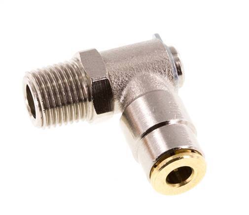 4mm x R1/8'' 90deg Elbow Push-in Fitting with Male Threads Brass NBR RotatableHigh Pressure