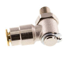 4mm x M 6 (conical) 90deg Elbow Push-in Fitting with Male Threads Brass NBR RotatableHigh Pressure