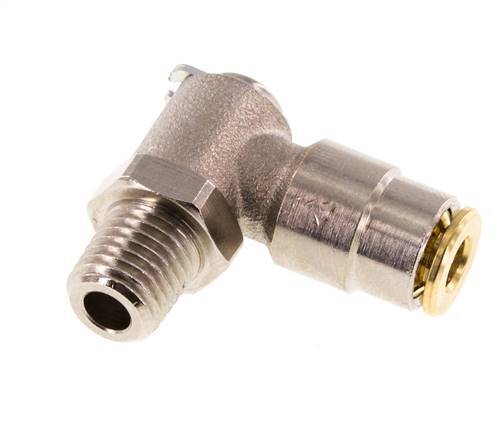 4mm x M 8 x 1 (conical) 90deg Elbow Push-in Fitting with Male Threads Brass NBR RotatableHigh Pressure