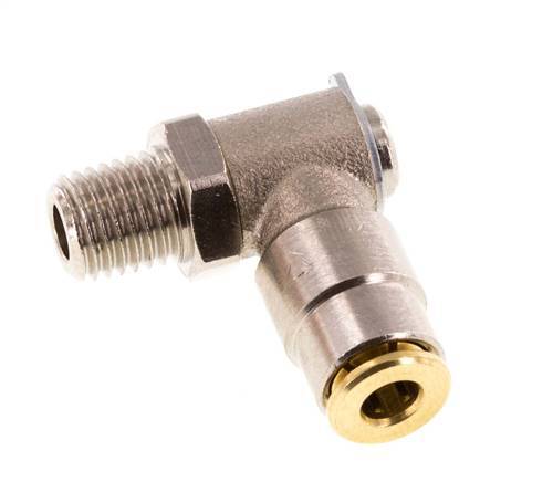 4mm x M 8 x 1 (conical) 90deg Elbow Push-in Fitting with Male Threads Brass NBR RotatableHigh Pressure