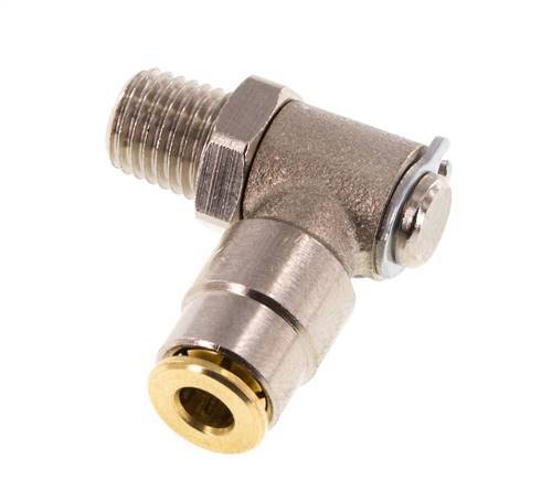 4mm x M 8 x 1 (conical) 90deg Elbow Push-in Fitting with Male Threads Brass NBR RotatableHigh Pressure