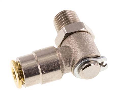 4mm x M 8 x 1 (conical) 90deg Elbow Push-in Fitting with Male Threads Brass NBR RotatableHigh Pressure