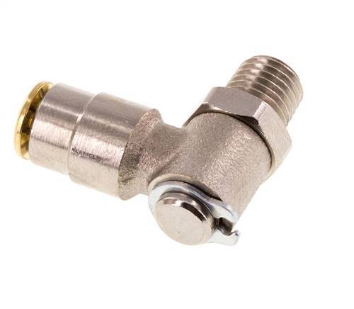 4mm x M 8 x 1 (conical) 90deg Elbow Push-in Fitting with Male Threads Brass NBR RotatableHigh Pressure