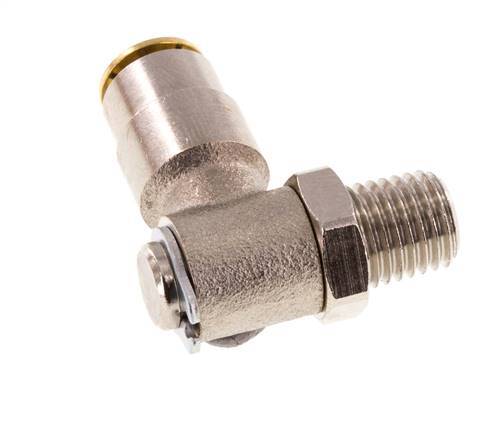 4mm x M 8 x 1 (conical) 90deg Elbow Push-in Fitting with Male Threads Brass NBR RotatableHigh Pressure