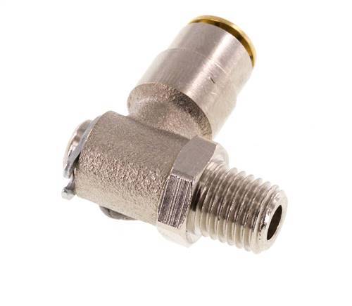 4mm x M 8 x 1 (conical) 90deg Elbow Push-in Fitting with Male Threads Brass NBR RotatableHigh Pressure