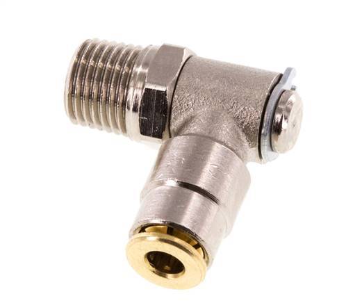 4mm x M 10 x 1 (conical) 90deg Elbow Push-in Fitting with Male Threads Brass NBR RotatableHigh Pressure