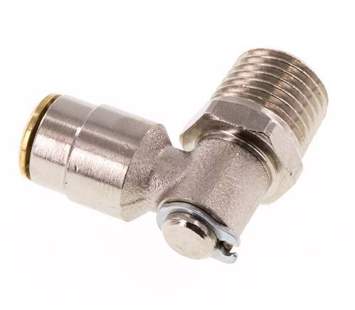 6mm x R1/4'' 90deg Elbow Push-in Fitting with Male Threads Brass NBR RotatableHigh Pressure