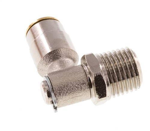 6mm x R1/4'' 90deg Elbow Push-in Fitting with Male Threads Brass NBR RotatableHigh Pressure