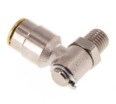 6mm x M 8 x 1 (conical) 90deg Elbow Push-in Fitting with Male Threads Brass NBR RotatableHigh Pressure