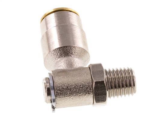 6mm x M 8 x 1 (conical) 90deg Elbow Push-in Fitting with Male Threads Brass NBR RotatableHigh Pressure