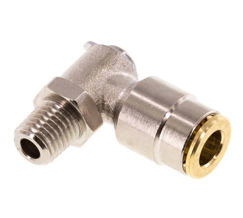 6mm x M 8 x 1 (conical) 90deg Elbow Push-in Fitting with Male Threads Brass NBR RotatableHigh Pressure