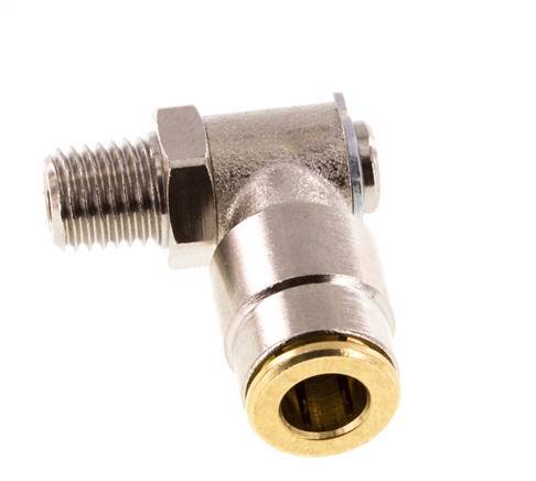 6mm x M 8 x 1 (conical) 90deg Elbow Push-in Fitting with Male Threads Brass NBR RotatableHigh Pressure