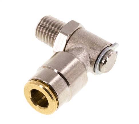 6mm x M 8 x 1 (conical) 90deg Elbow Push-in Fitting with Male Threads Brass NBR RotatableHigh Pressure