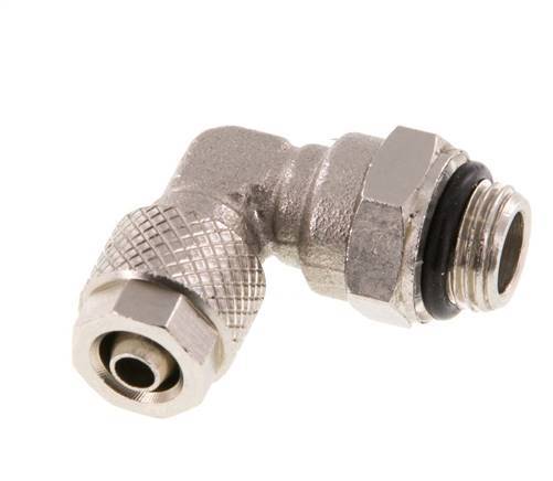 Codo de Latón Niquelado 6x4 & G1/8'' Rosca Macho NBR Giratoria [2 piezas]