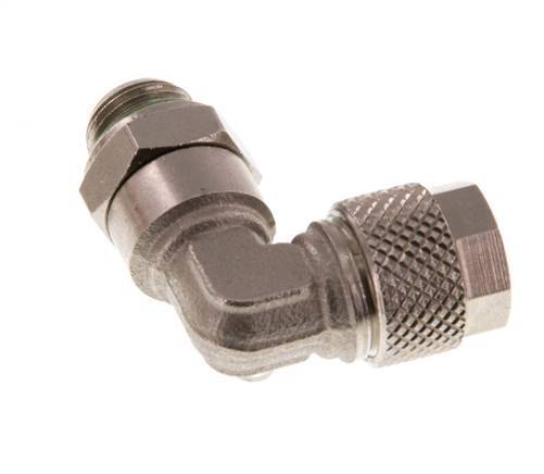 8x6 & G1/8'' Nickel plated Brass Elbow Push-on Fitting with Male Threads FKM Rotatable [2 Pieces]