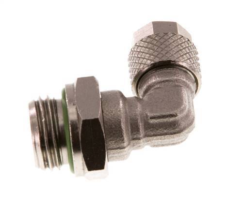 6x4 & G1/4'' Nickel plated Brass Elbow Push-on Fitting with Male Threads FKM Rotatable [2 Pieces]