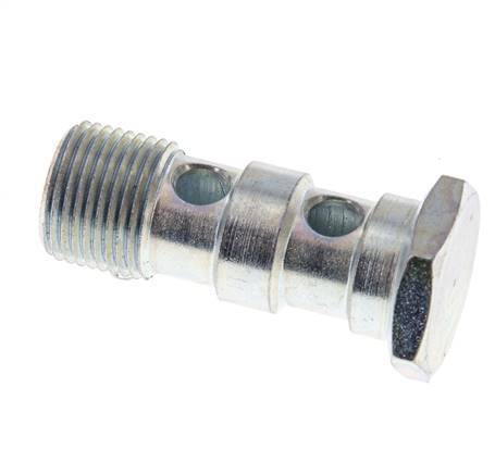 2-way zinc plated Steel Banjo Bolt with G3/8'' Male Threads L43mm