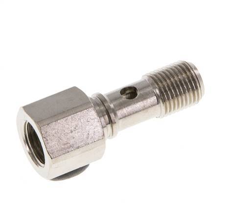 1-way nickel-plated Brass Banjo Bolt with G1/8'' Male and Female Threads L24mm [2 Pieces]