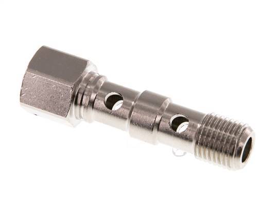 2-way nickel-plated Brass Banjo Bolt with G1/4'' Male and Female Threads L46.7mm [2 Pieces]
