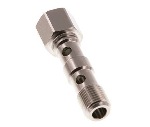2-way nickel-plated Brass Banjo Bolt with G1/4'' Male and Female Threads L46.7mm [2 Pieces]