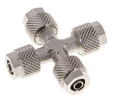 6x4 Nickel plated Brass Cross Push-on Fitting