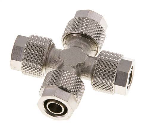 8x6 Nickel plated Brass Cross Push-on Fitting