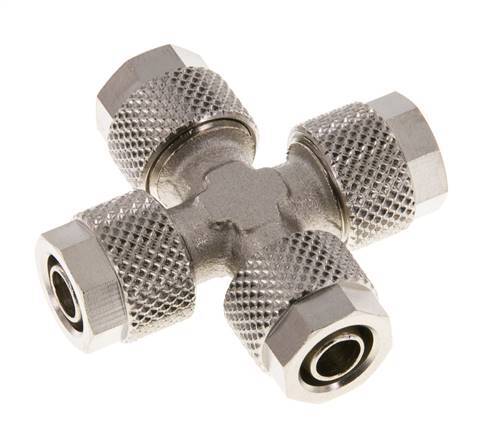 8x6 Nickel plated Brass Cross Push-on Fitting
