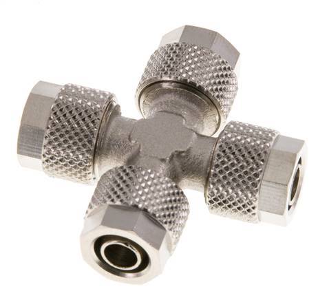 8x6 Nickel plated Brass Cross Push-on Fitting