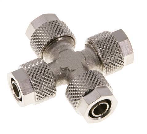 8x6 Nickel plated Brass Cross Push-on Fitting