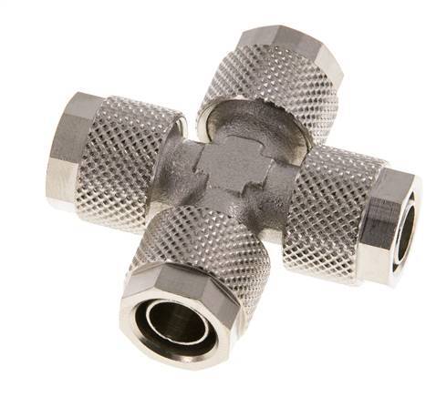 10x8 Nickel plated Brass Cross Push-on Fitting