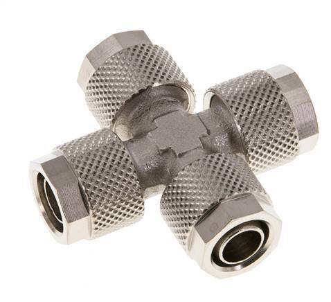 10x8 Nickel plated Brass Cross Push-on Fitting