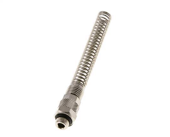 8x6 & G1/8'' Nickel plated Brass Straight Push-on Fitting with Male Threads Bend Protection [2 Pieces]
