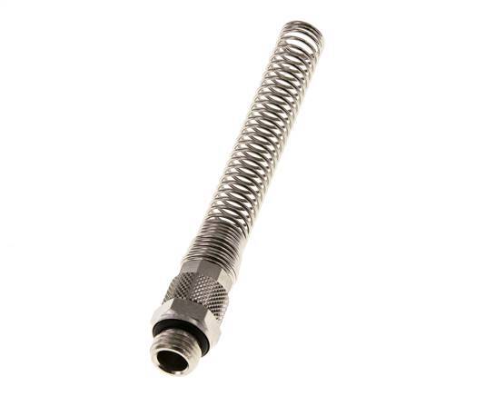 Conector Recto Latón Niquelado 10x8 & G1/4'' con protección contra dobleces de Rosca Macho [2 piezas]
