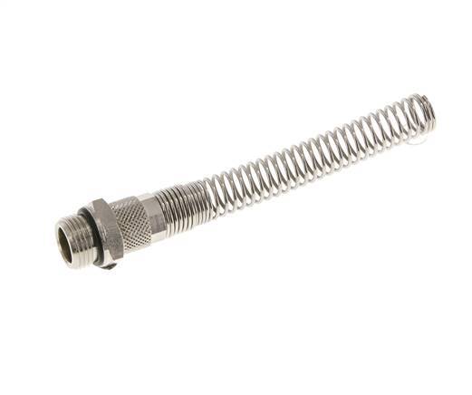 Conector Recto Latón Niquelado 10x8 & G3/8'' con protección contra dobleces de Rosca Macho [2 piezas]