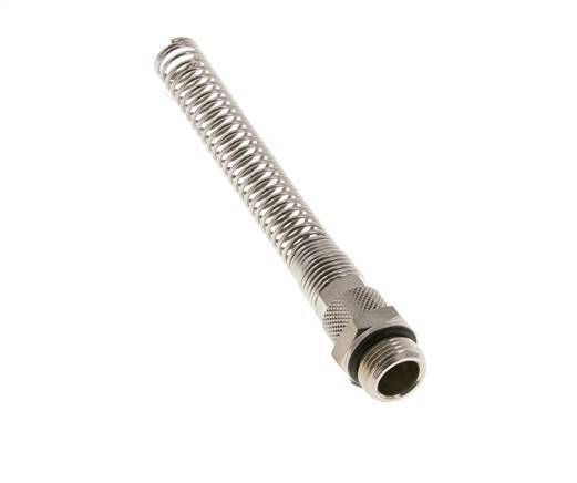 Conector Recto Latón Niquelado 10x8 & G3/8'' con protección contra dobleces de Rosca Macho [2 piezas]