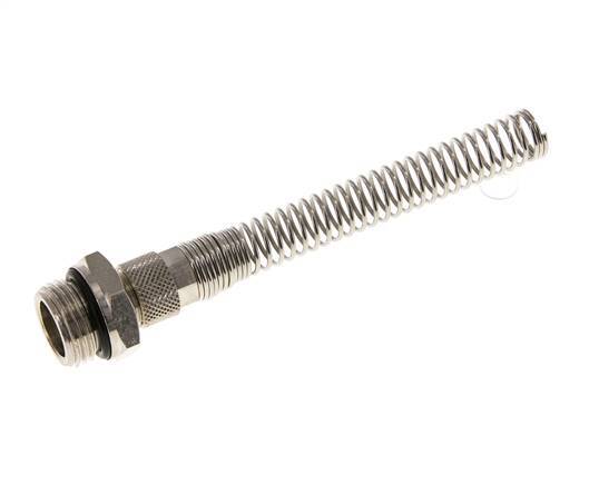 Conector Recto Latón Niquelado 10x8 & G1/2'' con protección contra dobleces de Rosca Macho [2 piezas]