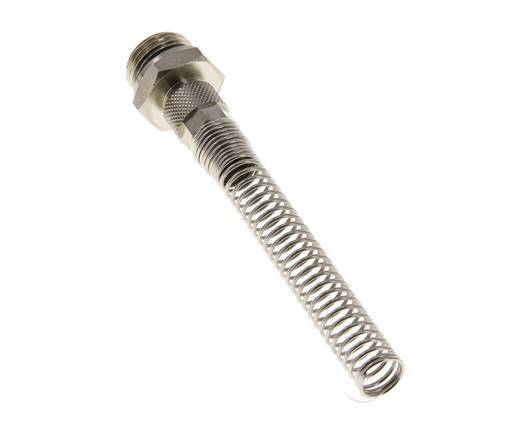 Conector Recto Latón Niquelado 10x8 & G1/2'' con protección contra dobleces de Rosca Macho [2 piezas]